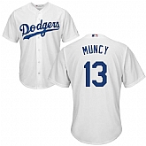 Dodgers 13 Max Muncy White Cool Base Jersey Dzhi,baseball caps,new era cap wholesale,wholesale hats